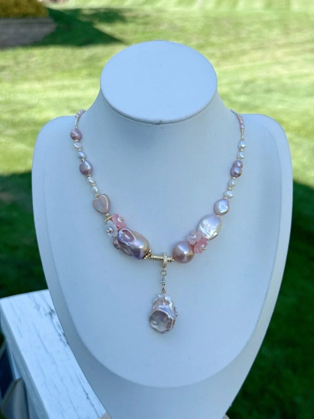 26X350 Handmade Freshwater Baroque Pearl Necklace Flame ball Pearl 16+2” - Picture 2 of 8